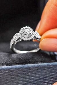 1Ct White Round Cut Simulated Diamond Engagement Ring Solid 925 Sterling Silver