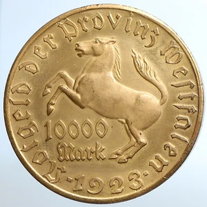 1923 GERMANY Weimar WESTPHALIA 10000 Mark NOTGELD Coin Freiherr Stein i110869 - Picture 1 of 3