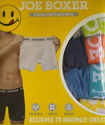 Men Joe Boxer 4 Pack 95% Cotton Stretch Boxer Briefs Underwear S M L XL $38 NWT - Image 1 of 4