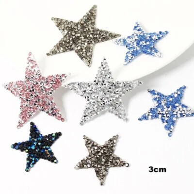 GIFT4U 3cm Strass Stern Glitzer AB Patches zum Aufbügeln DIY Bügelbild für Kleidung