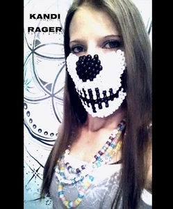 Lady Skeleton Kandi Beaded Mask, Rave Fashion, Raver Accessories, EDM Wear - Picture 1 of 1