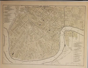 Antique detailed color litho map plan New Orleans LA Johnson's Cyclopaedia 1897 - Picture 1 of 9