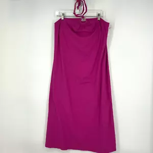 Old Navy Damen XL Ring Neckholder Krawatte Midi Kleid Fuchsia rosa Baumwolle Elasthan Strick - Bild 1 von 9