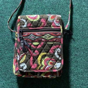 Vera Bradley Puccini Fold Wallet Crossbody Handtasche Braun Rosa Gelb Geometrisch - Bild 1 von 11