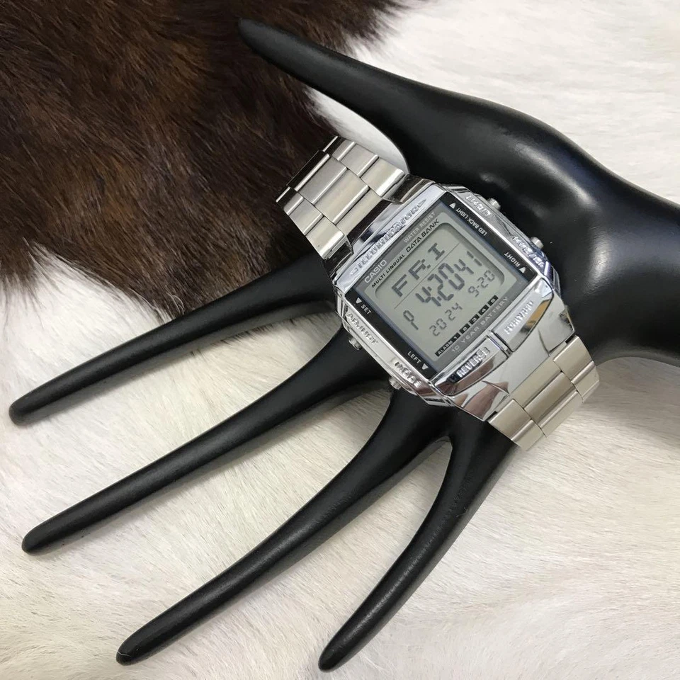 CASIO DATA BANK BATERÍA 10 AÑOS Reloj Hombre Cuarzo Digital Plateado Funciona Foto 1 de 4