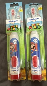 (2) Spinbrush Toothbrush Super Mario Kid’s Battery, Soft, Mario FACTORY SEALED - Picture 1 of 7