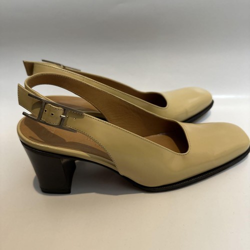 HERMÈS Hermes donna mules beige US 5 0 7 cm tacco grosso punta quadrata come nuovo