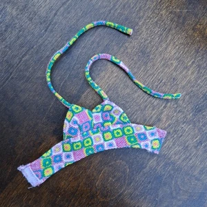 Barbie Doll Bikini Multicolor Squares Accessories Clothes Beach Swimsuit Top 70s - Picture 1 of 2