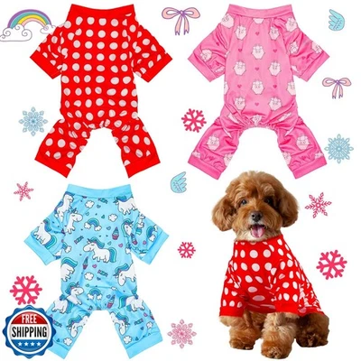 3 Pieces Dog Pajamas Puppy Soft Pets Clothes Dog Jumpsuit for Small Medium La - Image 1 of 4