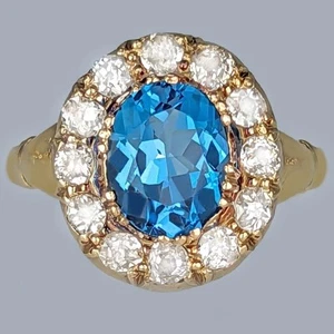 Vintage 1950s 1.0ct Old Cut Diamond Topaz Cluster Ring 18ct Gold Victorian Style - Picture 1 of 6
