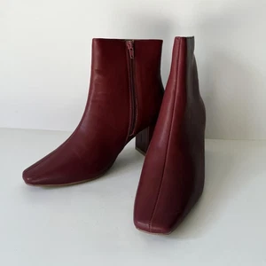 Stiefeletten Damen Größe 8 Weite Rot Haylinn Kunstleder Blockabsatz Eckige Zehenpartie - Bild 1 von 7
