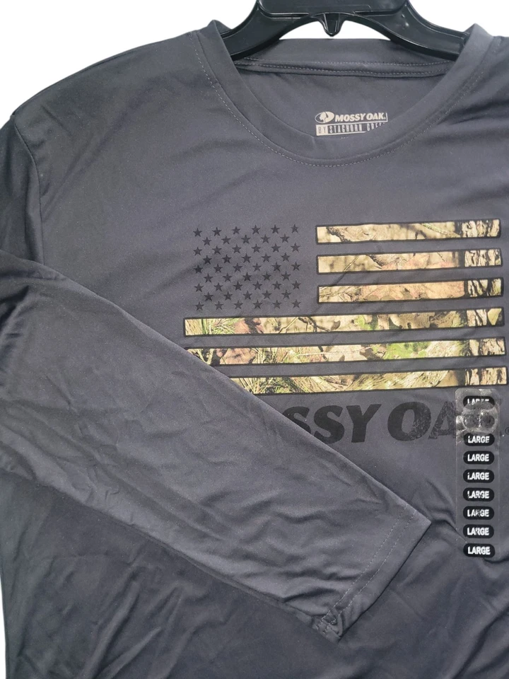 Mossy Oak Tshirts Size L Men Long Sleeves Polyester Gray Color With Tag .