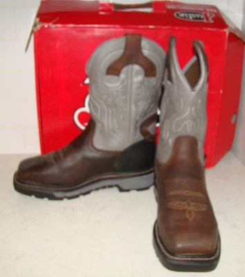 Мужские водонепроницаемые рабочие ботинки Justin 10 D Commander квадратные со стальным носком серые кожа - Изображение 1 из 4