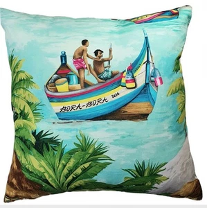 Green Cushion Cover Manuel Canovas Printed Cotton Fabric Bora Bora Green 16 in - Picture 1 of 3