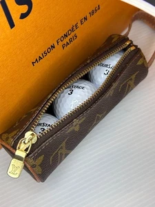 LOUIS VUITTON Monogram Etui 3 Ball de Golf Pouch M58249 LV Auth From Japan F/S - Picture 1 of 8