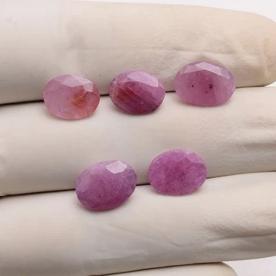 5 Pcs Natural African Ruby Unheated Oval Cut 11mm-13mm Stunning Loose Gemstones - Image 1 of 4