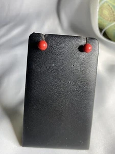 Orecchini Argento 925 Palline Rosse Corallo - Foto 1 di 2
