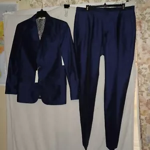 Perry Ellis FashionShow Suit Men40R Jacket Sport Coat 34X34 Dress Pants Blue 33C - Picture 1 of 24