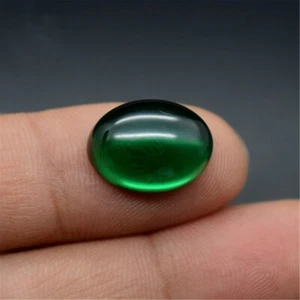 AAA Green Emerald Oval Flat Back Cabochon Synthetic Loose Gemstone Calibrated - Picture 1 of 24