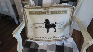 Aubusson Princess Pooch Black French Poodle Petit Point NWOT Needlepoint Pillow - Picture 1 of 10