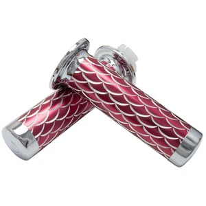 Handle Bar 22mm Left Right Front Red Universal CNC Scale Hand Grip 7/8" Rubber - Picture 1 of 3