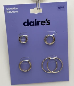 NEW Lot of 4 Pairs Gold Hoop Earrings from Claire's - Picture 1 of 1