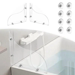 2Pcs Removable 9.06"x7.87" Shower Splash Guard with Silicone Sucker Reusable ... - Picture 1 of 7