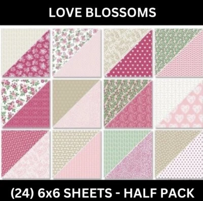 Stampin Up LOVE BLOSSOMS Designer Series Paper DSP - Half Pack - (24) 6x6 Shts - Image 1 of 2