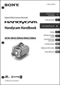Sony DCR-SR45 DCR-SR46 DCR-SX65 DCR-SR85 Handycam User Instruction Guide Manual - Picture 1 of 1