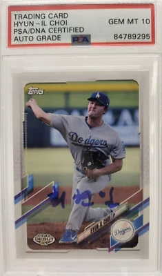 HYUN-IL CHOI AUTO 10 PSA/DNA 2021 Topps Pro Debut PD-27 Signed in Korean Dodgers - Image 1 of 2