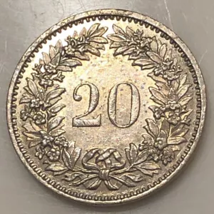 1975 Switzerland 20 Rappen Coin High grade World Coin - Picture 1 of 2