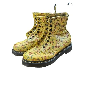 Vtg New Dr. Martens 1460 Sun Yellow Flowers Combat Boots Y2K Women's Sz 7  - Picture 1 of 4