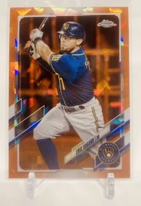 Orange Refractor /25 Topps Chrome 2021 Eric Sogard Milwaukee Brewers - Picture 1 of 2