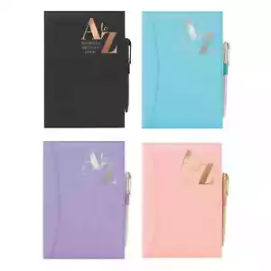 A5 Address Book Telephone Address Book A-Z Index Hard Back Cover & Pen - Picture 1 of 14