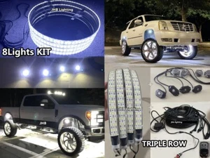 JHB 4x 17.5" TRIPLE ROW WHITE LED Wheel Rings Rim Lights 4x Rock Lights 8PCS KIT - Picture 1 of 11