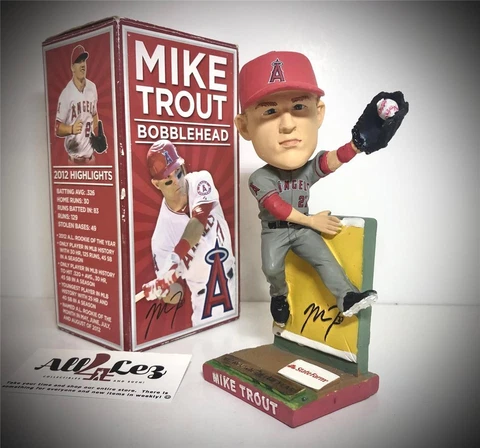 2013 ANAHEIM ANGELS MIKE TROUT "WALL CATCH" ROY SGA BOBBLEHEAD ~ NIB Cover