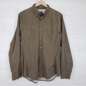 Kuhl Athletik Fit Long Sleeve Button Down Brown Shirt Vented Size Medium Camp - Picture 1 of 14