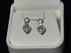 950 PLATINUM NATURAL DIAMOND HEART CHARM For HUGGIE EARRINGS PT 950 PT950 - Picture 1 of 8