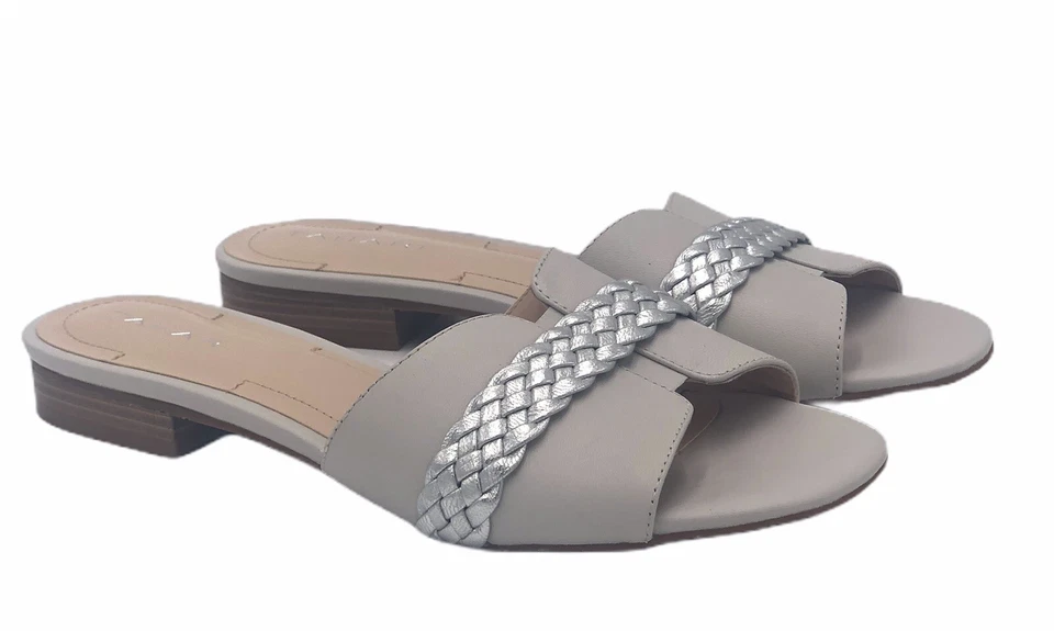 Tahari Women's Amorie Spring White Silver Braid Slide Leather Sandals Shoe 6.5 M - Image 1 of 4