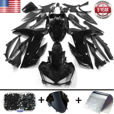 Fairing Kit For Yamaha YZF R3 2014-2018 / R25 2015-2018 Glossy Black + Bolts US Foto 1 de 4