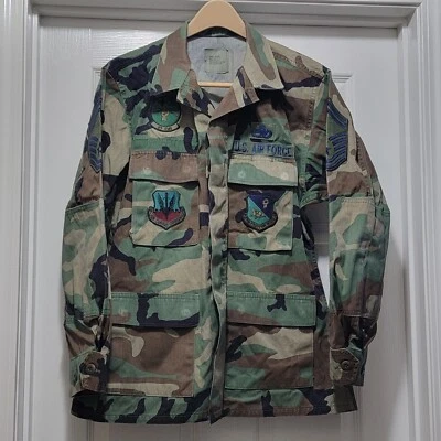 VTG US Military Air Force Woodland Camo Field Jacket w/ 7 Patches Men's M / Fit - Image 1 of 4