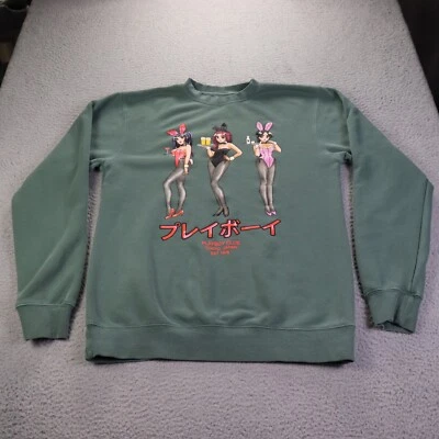 Playboy Sweatshirt Mens Small Green Happy Hour Tokyo Club Crew Neck Y2K - Image 1 of 4