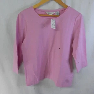 NEW Brooks Brothers Size XL Pink Boat Neck 3/4 Womens Tee T-Shirt Blouse Top - Picture 1 of 6