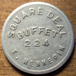 Minneapolis, Minnesota MN Square Deal Buffet 224 E. Hennepin Trade Token - Imagen 1 de 4