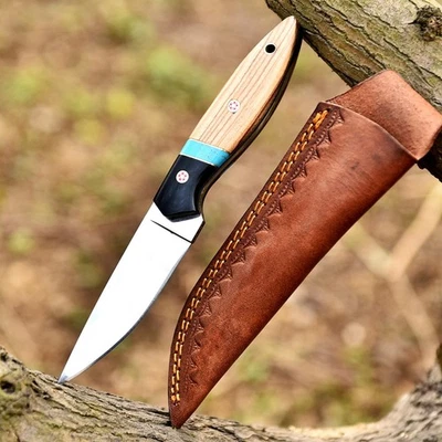 Cuchillo de caza de supervivencia Bushcraft de hoja fija de acero Full Tang D2 hecho a mano personalizado Foto 1 de 4