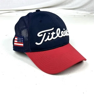 Titleist USA Flag Golf One Sz Fit Adjustable Hat Baseball Cap Red Blue - Picture 1 of 6