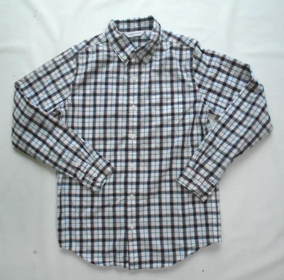 Camisa xadrez azul/branco masculina tamanho 10 Janie And Jack botão para baixo - Imagem 1 de 4