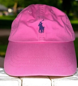 Polo Hat Strapback Cap Pink Hat Blue Pony Ralph Lauren - Picture 1 of 7