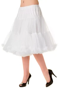 White 50s XL Rockabilly Retro SUPER SOFT 23 inch Petticoat Skirt BANNED Apparel - Picture 1 of 4