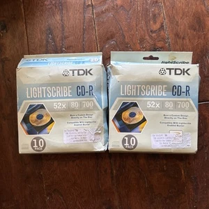 Paquete TDK 10 X2 CD-R Lightscribe Imagen Grabable CD-R 52X 80 Min 700mb Nuevo en Caja - Imagen 1 de 5